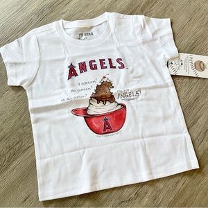 Infant Los Angeles Angels Tiny Turnip White Sundae Helmet T-Shirt（18M）